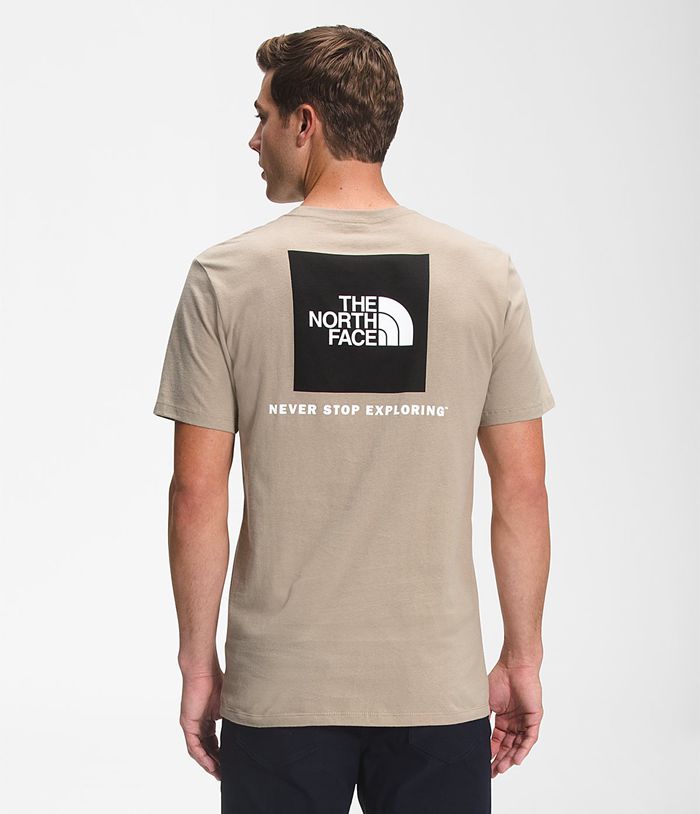 The North Face T Shirts Męska Khaki Krótki Rękaw Box Nse - MWSP23815